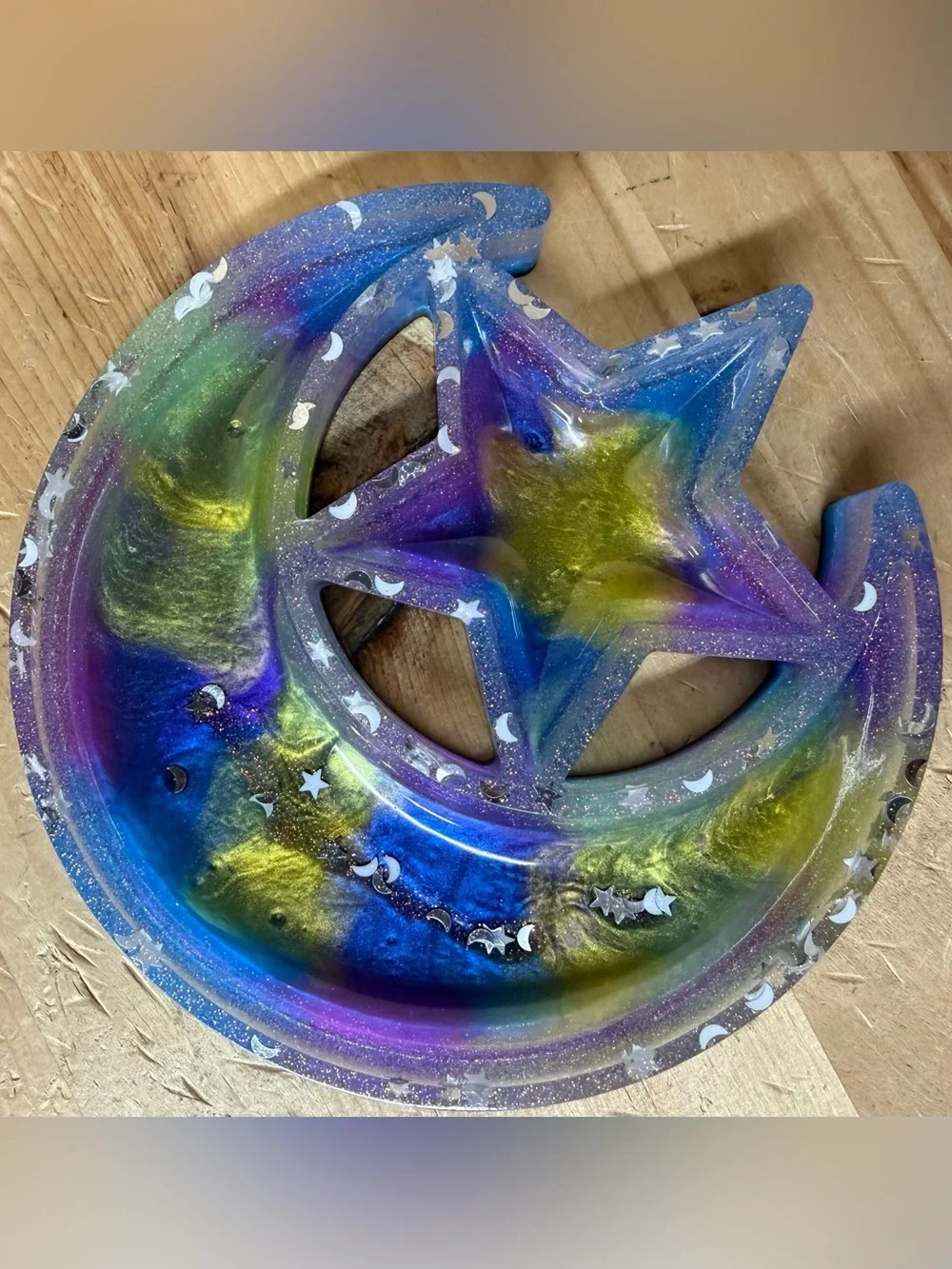 Celestial Galaxy Moon Resin Trinket Jewelry Dish
